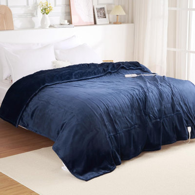 Heated Blanket Electric Throw, Reversible Two-Color Flannel Heating Blankets, Soft Heated Throws for Couch with 5 Heat Settings and 4 Hours Auto Shut Off, Dark Grey/Light Grey, 50"× 60"