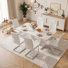 7-Piece Modern Faux Marble Dining Set with UShaped Base and Faux Leather Cantilever Chairs
