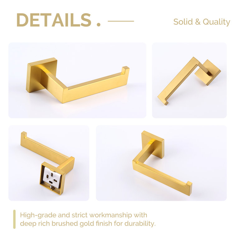 AngleSimple AE094 Bathroom Wall Mount Toilet Paper Holder Finish: Brushed Gold