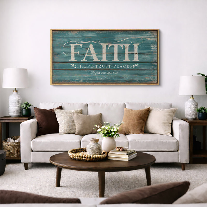 Rustic Faith Hope Trust Peace, Cadre naturel, H 30 po x l 60 po