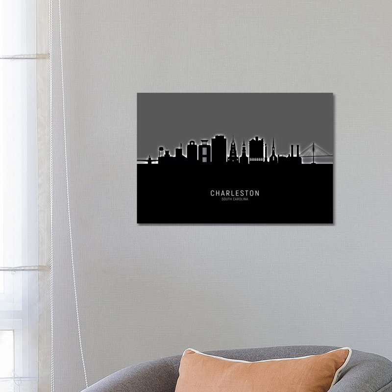 «Charleston South Carolina Skyline» par Michael Tompsett, impression sur toile tendue, H 18 po x l 26 po x P 1,5 po
