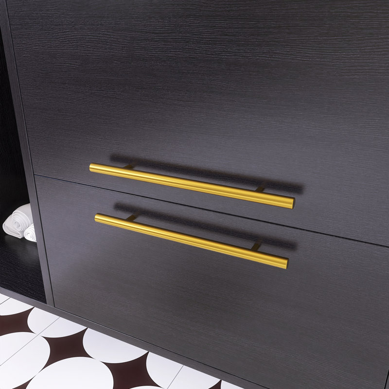 Meuble-lavabo mural simple 39,4 po avec comptoir en faux marbre, Noir
