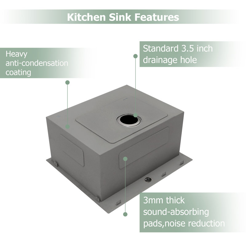 25"X22"X12" Stainless Steel Laundry Utility Sink Drop In Topmount 16 Gauge Deep Single Bowl Kitchen Sink Basin