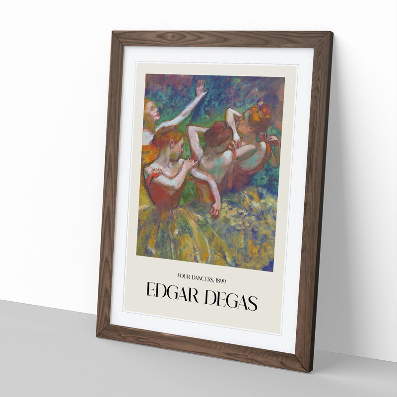 Four Ballet Ballerina Dancers Vol.1 by Edgar Degas - Single Picture Frame Print, 48cm H x 36cm W x 2cm D, Walnut Framed