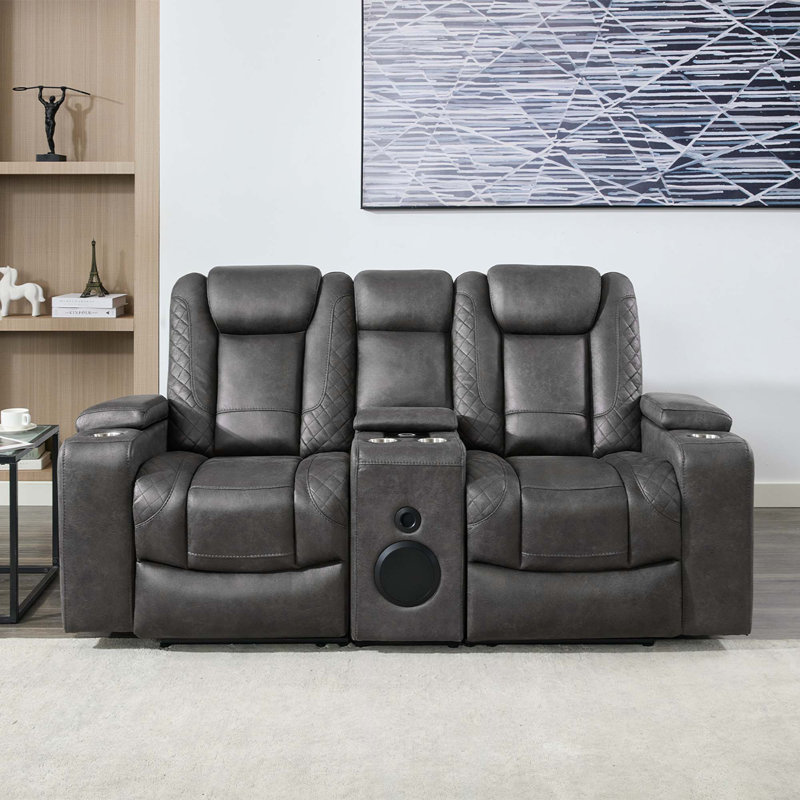 Berwin 2 Seater Linen Electric Reclining Loveseat, Grey Fabric