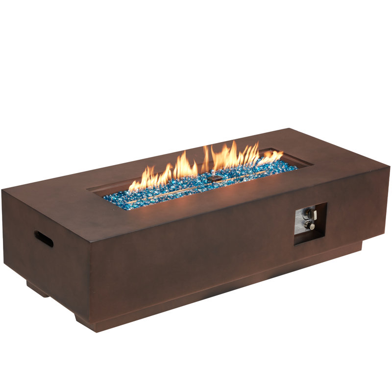 Table de foyer d'extérieur au propane en béton H 15,5 po x l 56 po Clyne (réservoir et couvercle de réservoir non inclus)