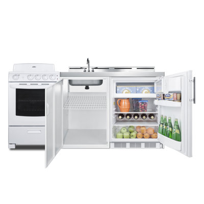 Summit Appliance All-In-One Combo Kitchens 5.1 Cubic Feet Internal Freezer Kitchenette Mini Fridge