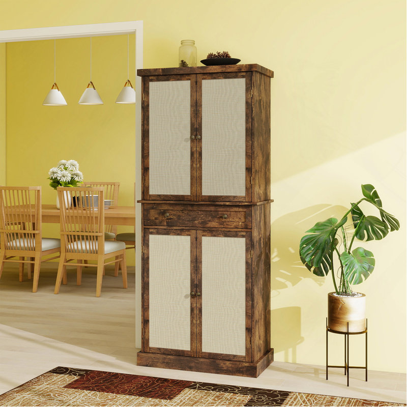 Armoire à 4 portes avec 1 tiroir, 4 tablettes intérieures réglables, armoire de rangement