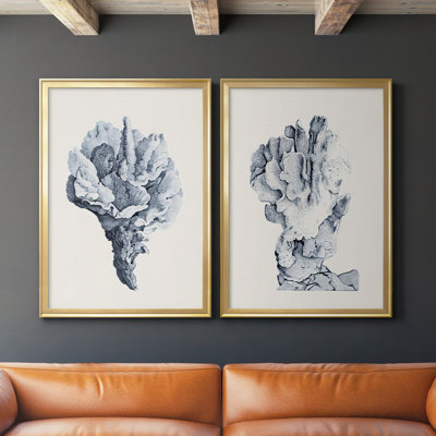 "Blue Antique Coral III", ensemble de 2 reproductions de cadres rectangulaires sur toile