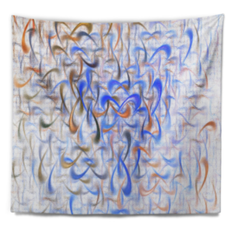 Tapisserie d’art fractal en bleu ciel abstract, H 50 po x l 60 po