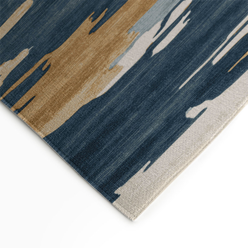 Watercolor Beige Indoor and Outdoor Area Rug, Rectangle 5' x 7'