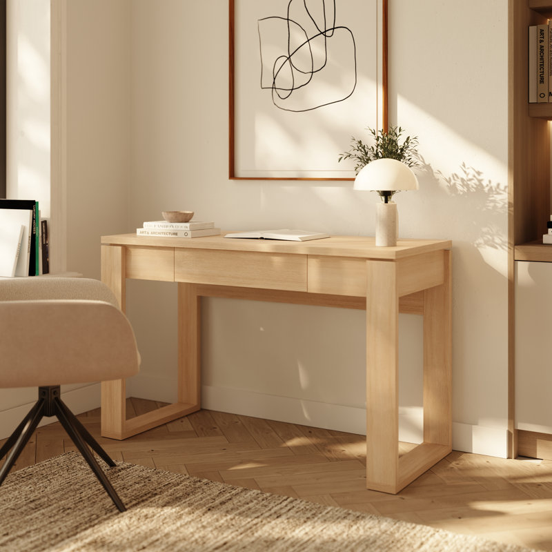 Bureau compact Solen, chêne naturel, Beige