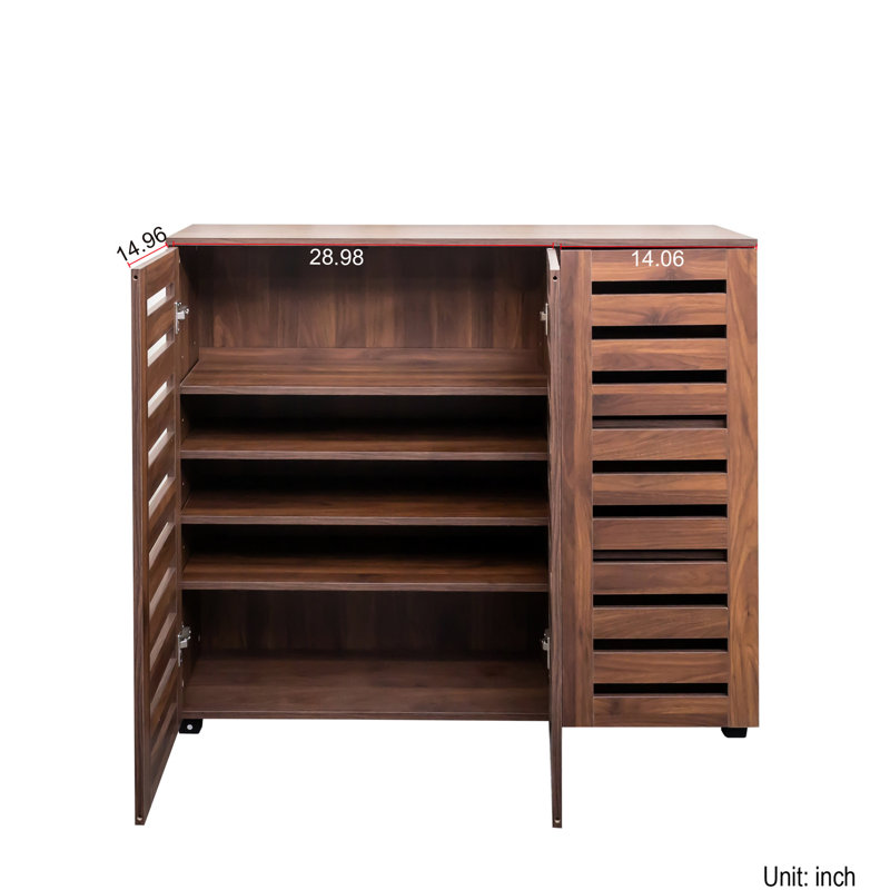 Range-chaussures avec portes ventilées et grand espace de rangement pour la chambre à coucher, Noyer