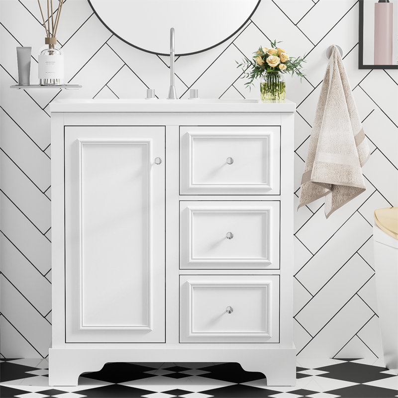 29.96'' Single Bathroom Vanity with Top, White