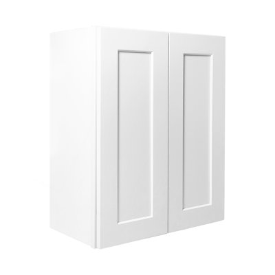 Solid Wood Double Door Wall Cabinet 2 Doors And 2 Shelves For Kitchen Storage, Bathroom Storage, Laundry,Adjustable Shelves Ready To Assemble