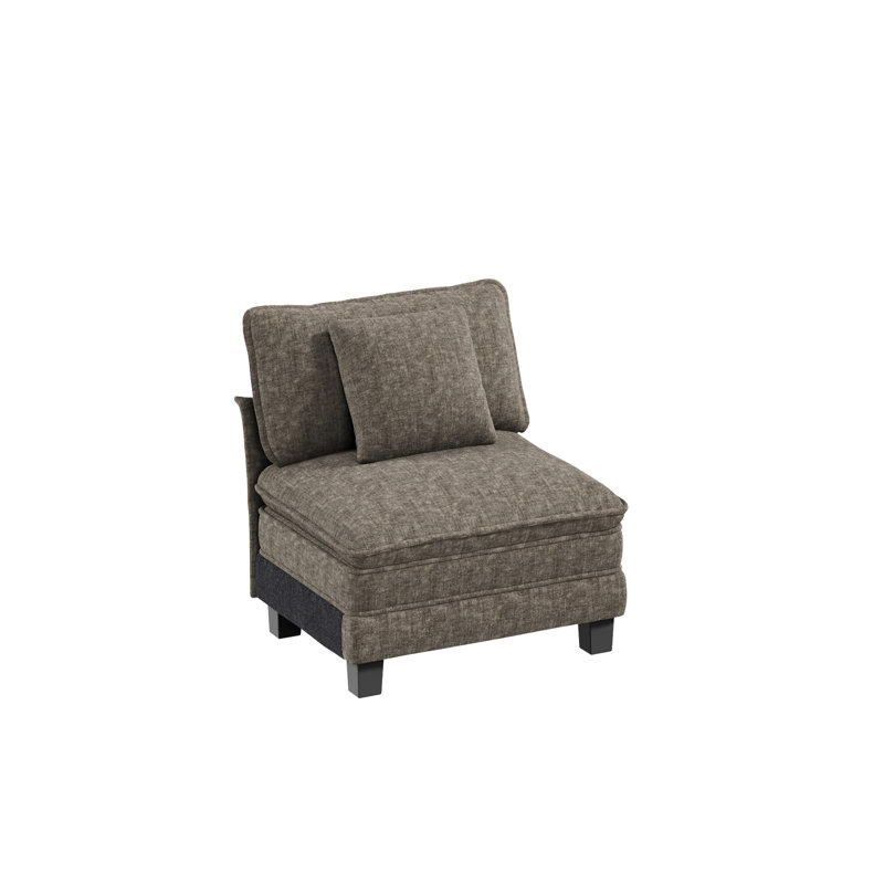 Un siège simple sans accoudoirs avec un coussin supplémentaire, Chenille cendré