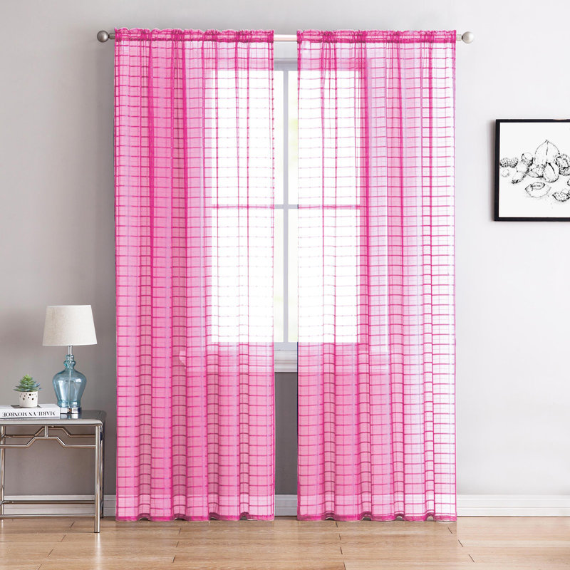Meryn Sheer Curtain Pair, Pink