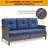 73.4" Wide Outdoor Wicker Sofa, Patio Outdoor Couch With Cushions For Porch Garden