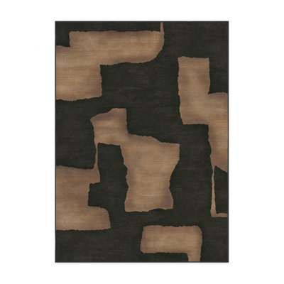 Impresa Charcoal & Taupe Washable 2-Piece Rug and Pad System