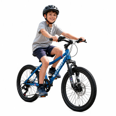 20" All-Terrain Kids' Trail Bike, 7-Speed Multi-Gear Children's Bicycle with Ergonomic Shock-Absorbing Front Fork, Dual Braking System for Safety, Heavy-Duty Steel Frame, 85% Pre-Assembled Easy Setup, Perfect for Off-Road Adventures, Ages 6 to 12