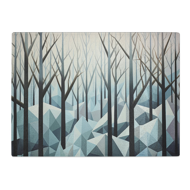 Winter Forest Landscape Geometric No.4  Glass Chopping Board