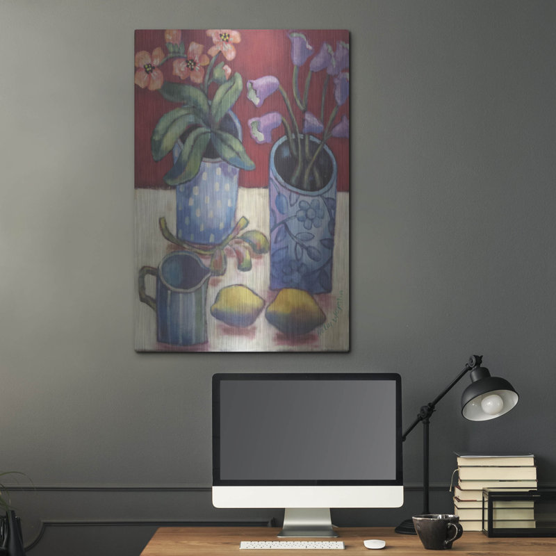 Winston Porter «Des fleurs et citrons» par Holly Wojhan, art mural en métal, H 36 po x l 24 po