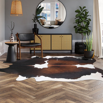 Tapis en cuir de vache tricolore personnalisé