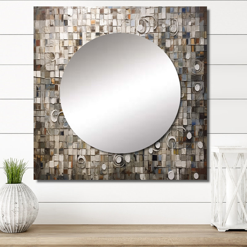 Pjero - Grand miroir mural carré en mosaïque Boho, 36 po x 36 po