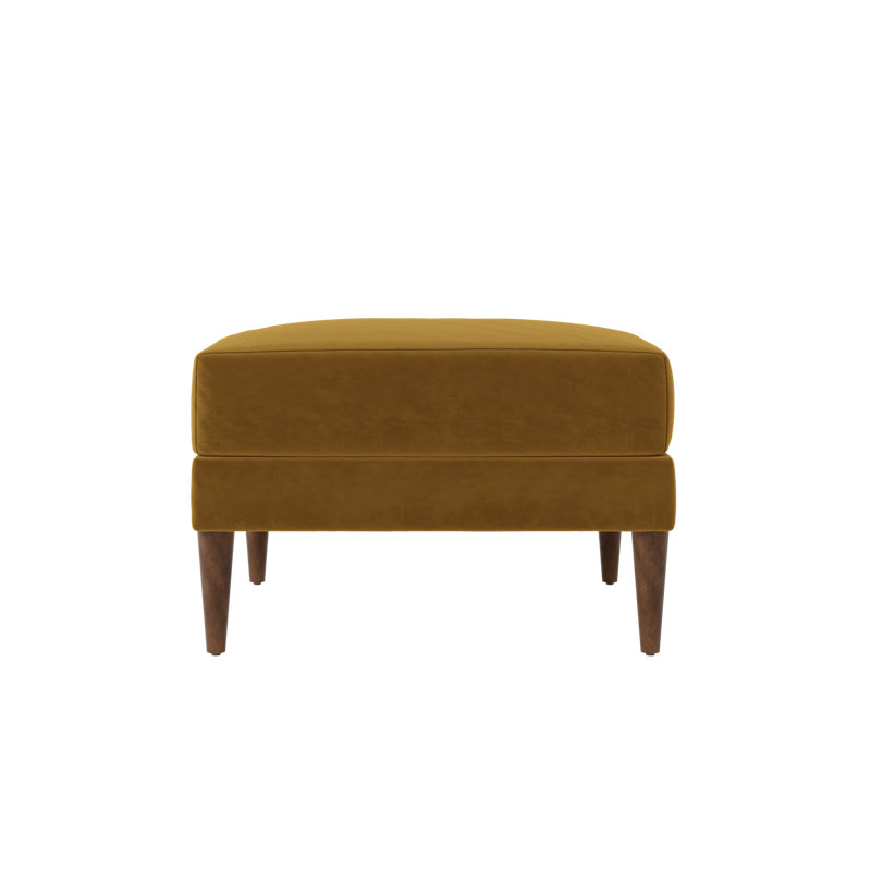 Essential Ottoman, Mustard Recycled Velvet, Dark Brown