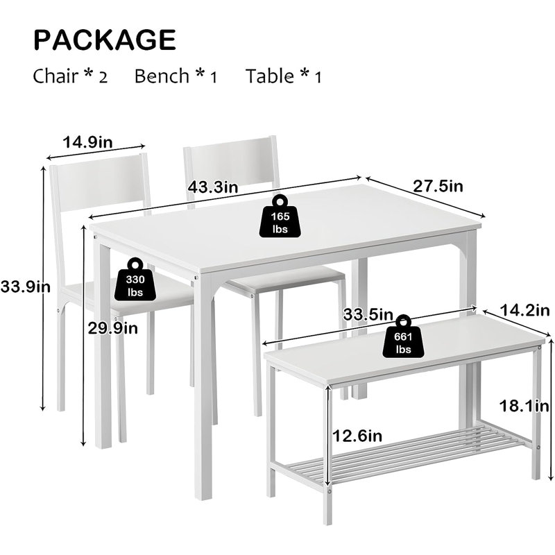 Ensemble de table de salle à manger 4 personnes, Brun rétro / noir