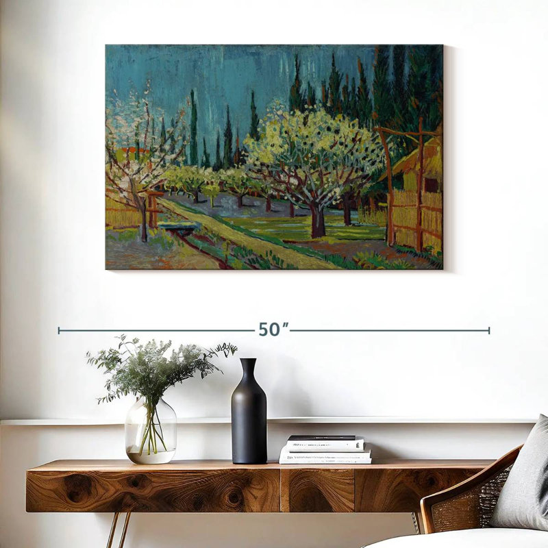 Harnek Orchard Borded By Cypresses, H 26 po x l 39 po