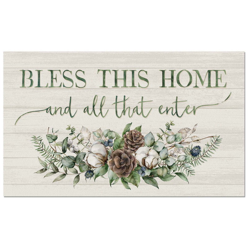 Winter Welcome Non-Woven Polyester Blend Entryway Mat with Recycled Rubber Backing