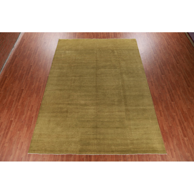 Tapis uni vert Gabbeh 10 x 14