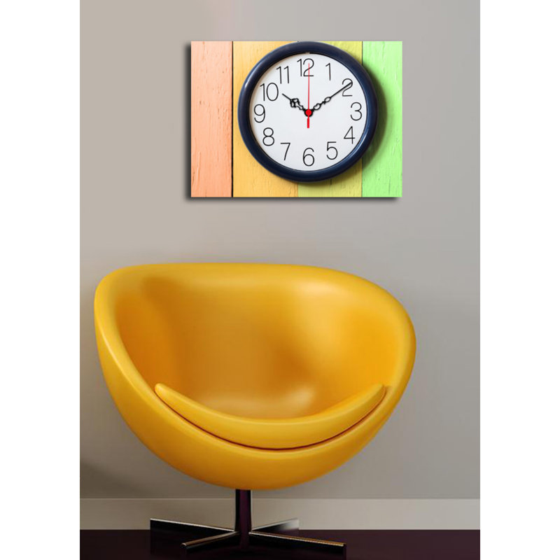 Horloge murale élégante en toile 12 po x 16 po | 100% toile de suède, cadre 100% bois (épaisseur: 1,2 po) | Décoration élégante pour le salon, la chambre à coucher, le bureau | Conception unique et attrait intemporel