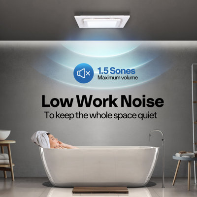 165 CFM Ceiling Bathroom Exhaust Fan with 6500K LED Light, Cool White Light