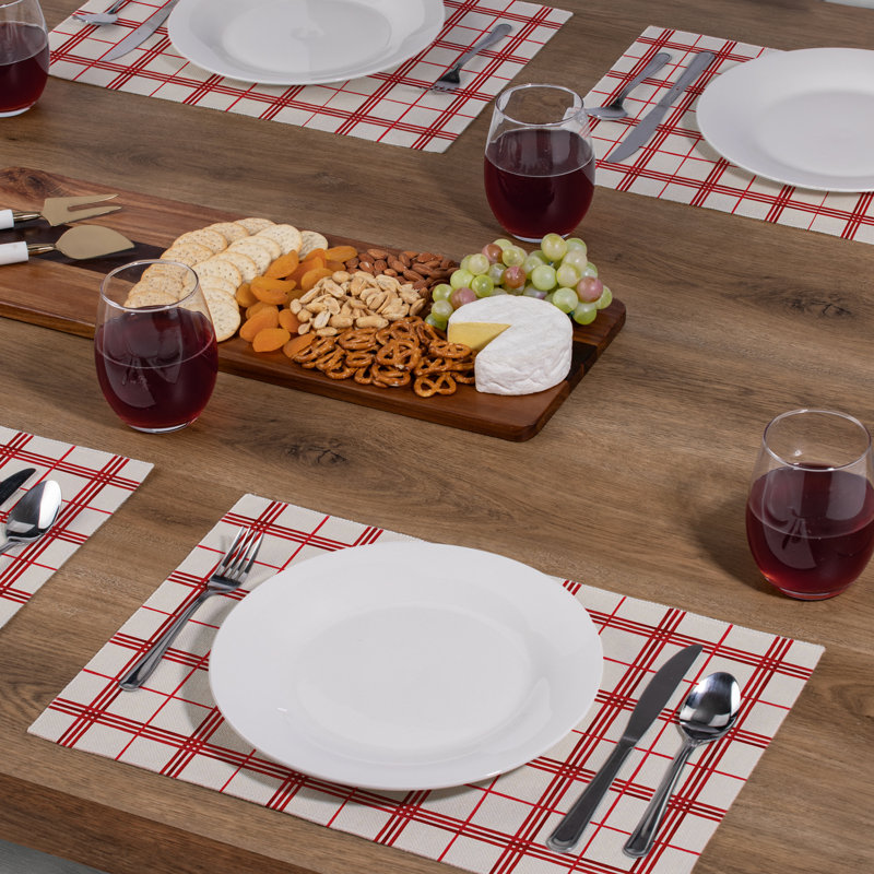 Gracie Oaks Holiday Windowpane 4-Pack Cotton Blend Rectangular Placemats