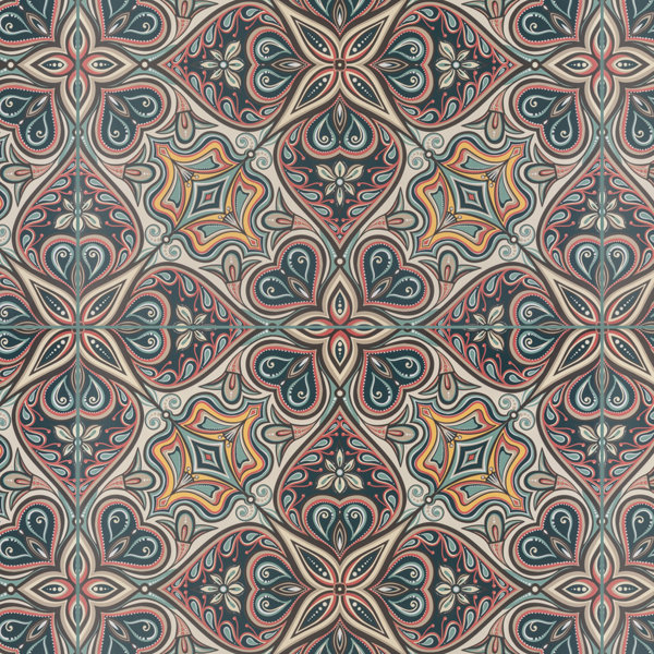 Imagine Tapestry Mandala 19.4" x 19.4" Porcelain Moroccan Wall & Floor Tile