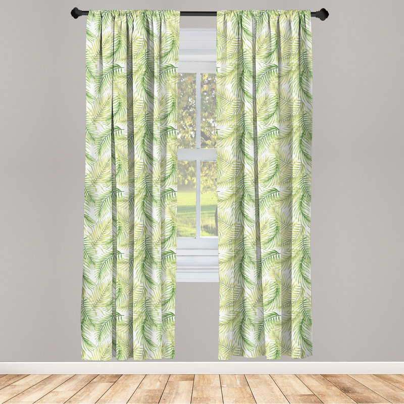 Palm Leaf Semi-Sheer Rod Pocket Curtain Panels, 28" x 63"