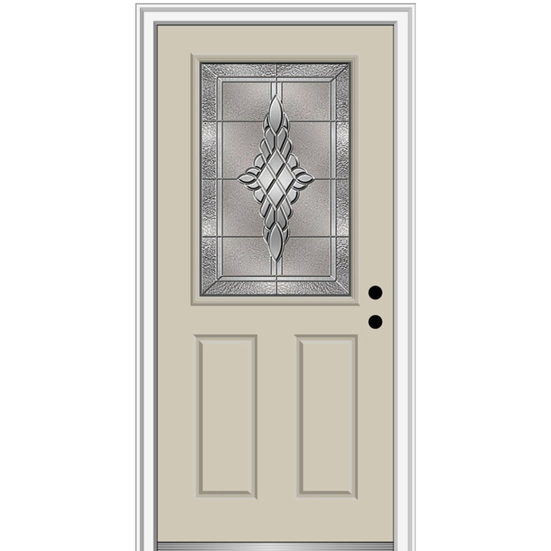 Porte d'entrée pré-montée en fibre de verre 1/2 panneau 2 panneaux Grace Grace, H 80 po x l 32 po x P 1,75 po