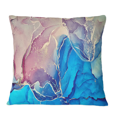 Blue And Purple Liquid Art I - Modern Printed Throw Pillow