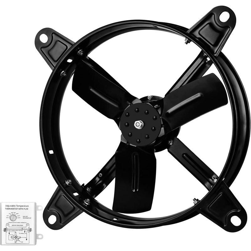 Ventilateur simple de luxe à ventilateur à pignon de 16 pouces avec thermostat réglable, 2065 pi3 / min Simple