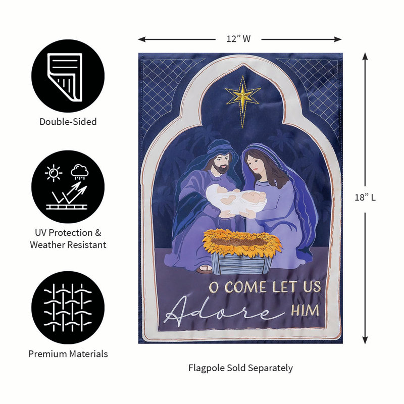 Drapeau de jardin «Come Let Us Adore him»