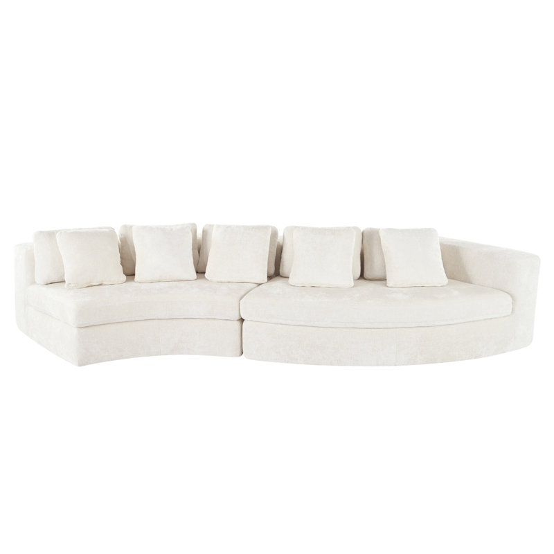 Canapé recouvert de tissu d'ameublement incurvé Boneless, Beige
