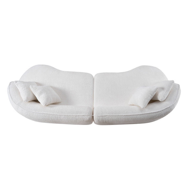 Upholstered 36.6 " Boucle Sectional, White Boucle, White