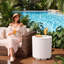 Ensemble de tables d'appoint 2 pièces pour refroidisseur d'extérieur polyvalent, seau à glace 2 en 1 et barre de boissons pour patio, bord de piscine et pique-nique, blanc-111066863-126560349