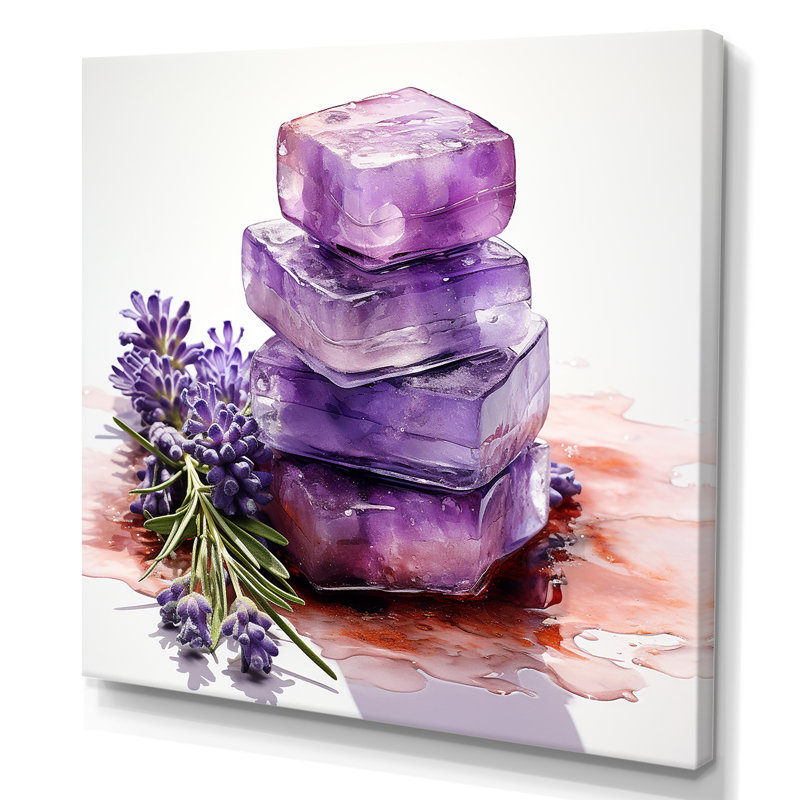 «Mauve lavande batjhroom savon III», impression sur toile lavande, Toile tendue, H 16 po x l 16 po x P 1 po