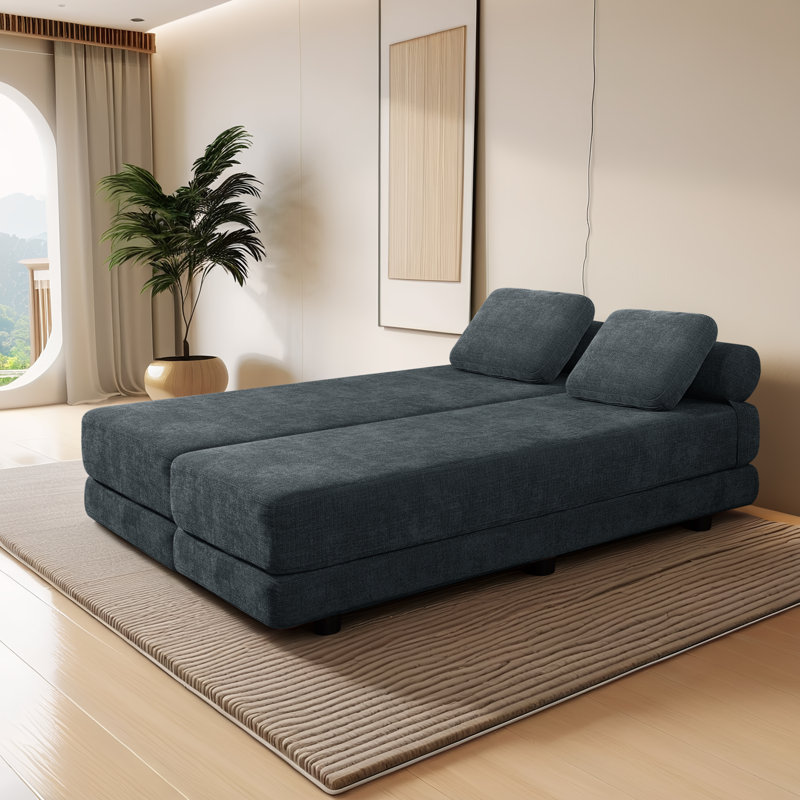 Lit de jour convertible l 30 po - Lit rabattable avec grand matelas, 60" W, Gris anthracite / gris