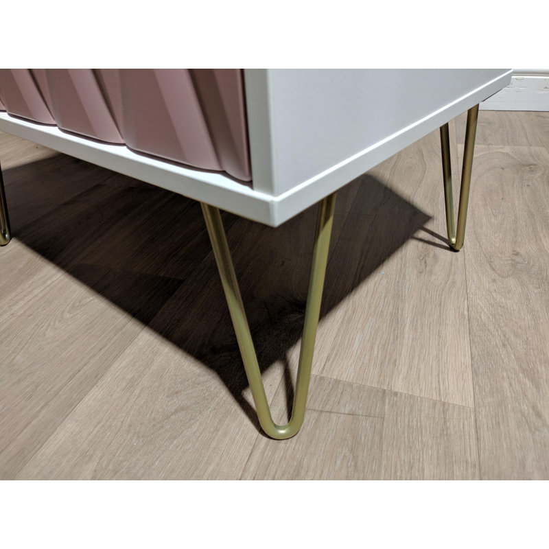 Fully Assembled Payson 2 Drawer Bedside Table, Pink