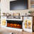 80" Farmhouse TV Stand With 36" 3-Sided Electric Fireplace for TVs up to 90", 2 Drawer and Adjustable Shelf Entertainment Center-735719184-735719185