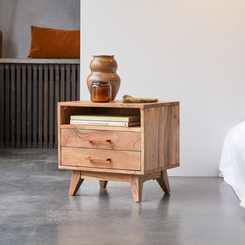 Oslo 48cm W Solid Wood Bedside Table